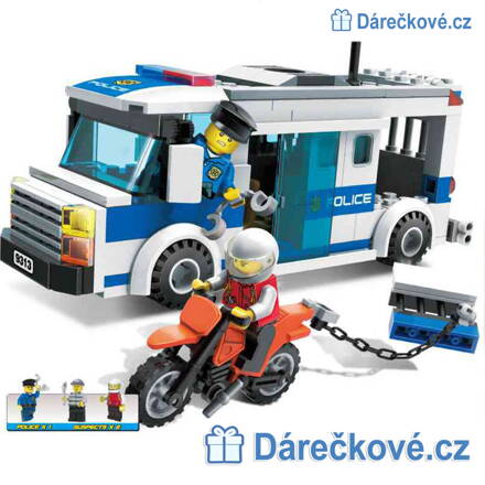 Policejní auto s vězněm na motorce, 204 ks, kompatibilní s Lego