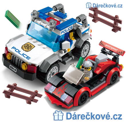 Policejní auto a formule, 264 dílků, kompatibilní s Lego