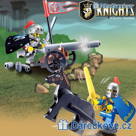 Rytíř na koni a rytíř s dělem Knights, 42 dílků (stavebnice typu Lego)