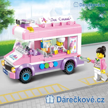 Zmrzlinářské růžové auto, 213 dílků (stavebnice typu Lego)