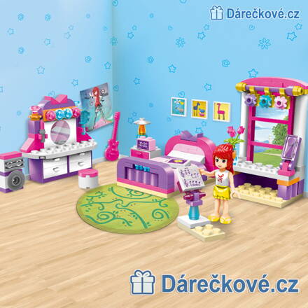 Růžový dívčí pokojíček, 124 dílků (stavebnice typu Lego)
