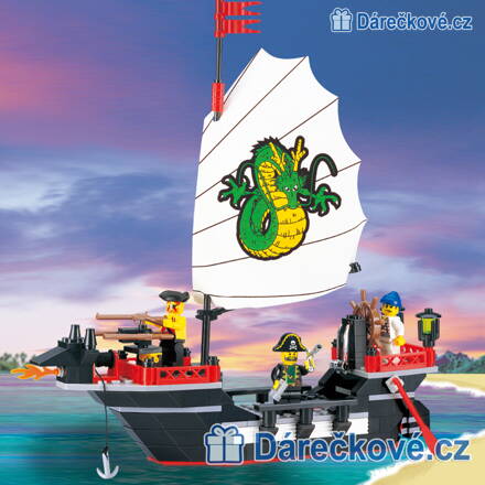 Pirátská loď s drakem, 211 dílků, kompatibilní s Lego