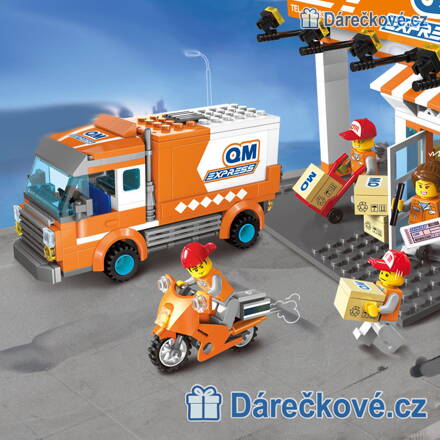 Poštovní auto, motorka a sklad Express, 334 dílků (stavebnice typu Lego)