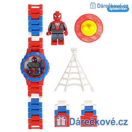 Spiderman digitální dětské skládací hodinky s postavičkou typu Lego