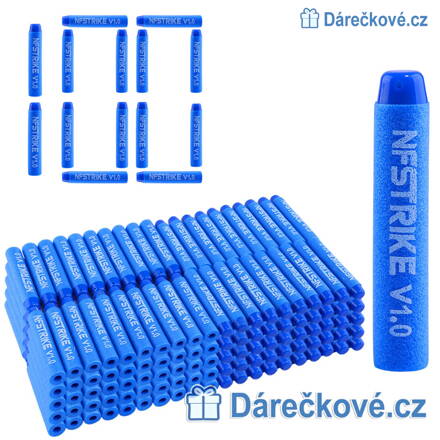 Kvalitní náboje typu Nerf NFSTRIKE V1.0, 100 kusů 