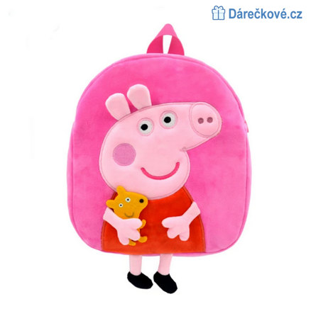 Plyšový batoh Prasátko Peppa - Pepina (Peppa Pig) – červený, typ 1