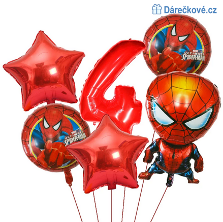 Spiderman narozeninový set foliových balonků - červený set