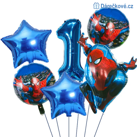 Spiderman narozeninový set foliových balonků - modrý set