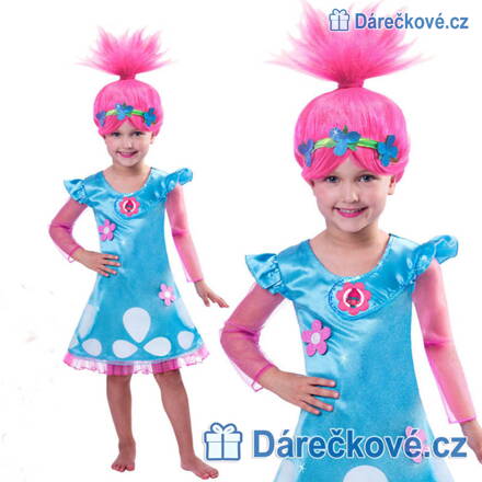Šaty a paruka princezny Poppy, Trolové/Trolls (karnevalový kostým), typ 1