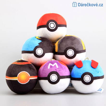 5ks plyšových přívěsků Pokeball Go