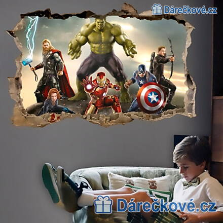 Samolepka Avengers ve zdi, samolepka na zeď, vel. 70x50cm