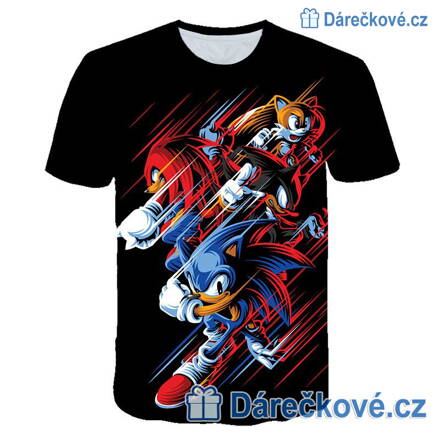 Dětské tričko z pohádky Ježek Sonic černé, typ 1