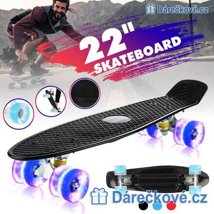 Skateboard - Penny Board, vel. 22", svítící kolečka